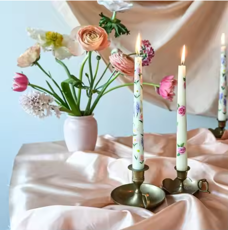 Floral - Hand Painted Dinner Candle