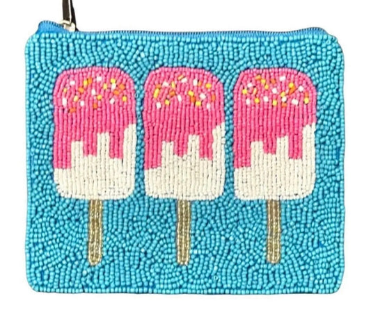 Popsicle- beaded coin purse